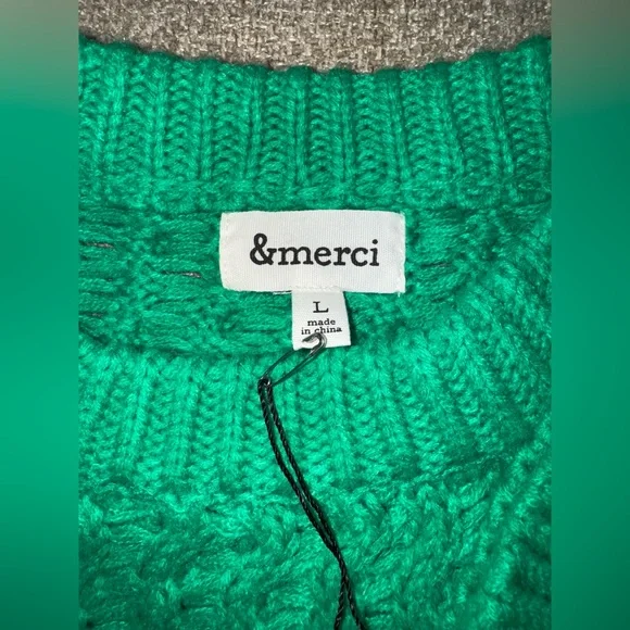 &Merci Green Cable Knit Sweater - Picture 4 of 5